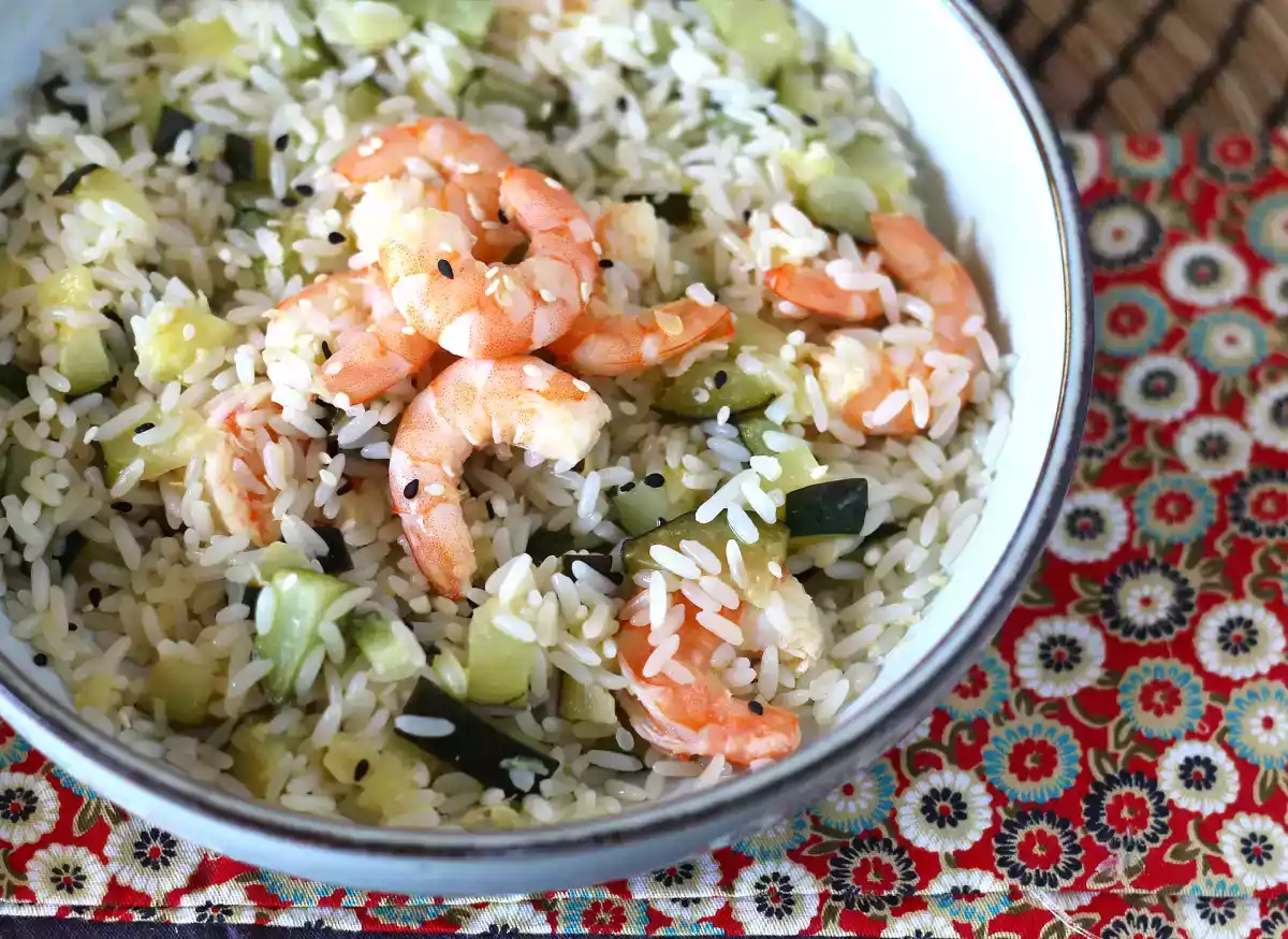 5. Karides, kabak ve zencefilli pirinç salatası