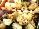 Tarif Cornish hen & kök sebzeler, fırında.