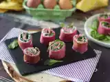 Tarif Ricotta ve roka ile pancarlı krep ruloları
