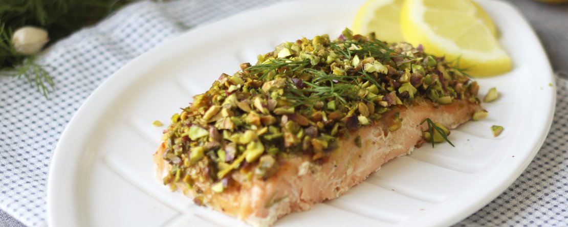 Antep fıstığı kabuğunda somon