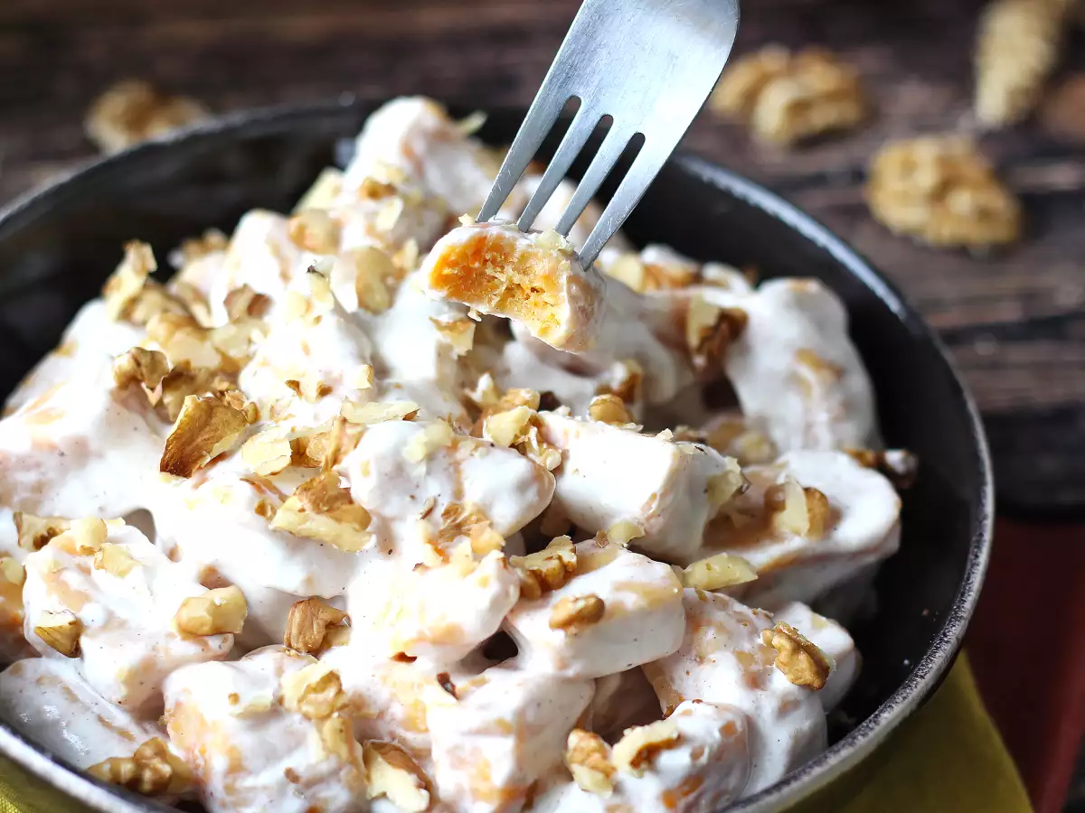 Tarif Philadelphia ve çıtır cevizli kremalı balkabağı gnocchi