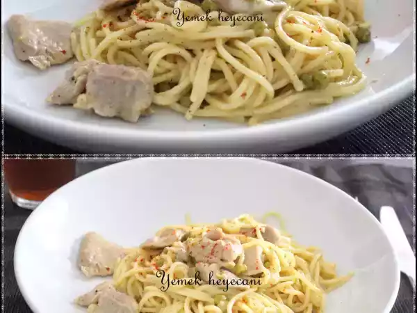 Tarif Tavuklu bezelyeli spageti