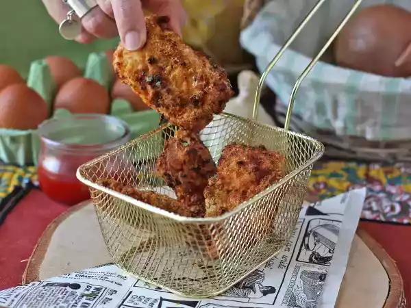Tarif Hava fritözünde ekmekli tavuk: kolay ve 20 dakikada hazır