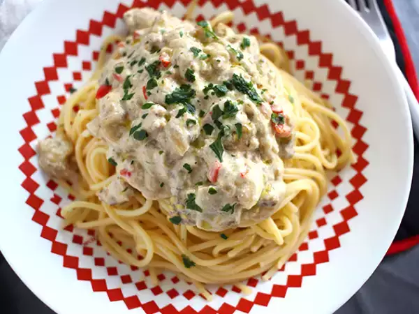 Tarif Patlıcanlı carbonara spagetti