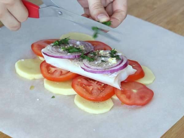 Morina balığı papillotu - Hazırlık adım 3