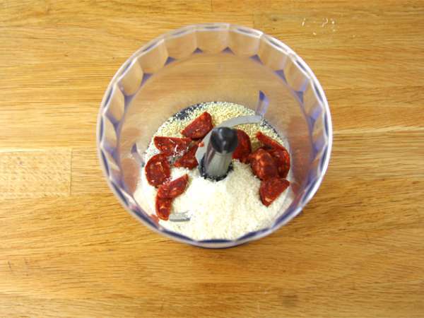 Chorizo kabuğunda morina balığı - Hazırlık adım 1