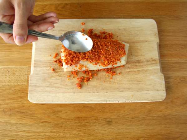 Chorizo kabuğunda morina balığı - Hazırlık adım 2