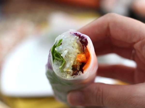 Vejetaryen Çin böreği - kırmızı lahana ve tatlı patates - Hazırlık adım 7