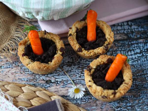 Çikolatalı ganaj ile kaplanmış kurabiye kapları, havuçlu tencere stili - Hazırlık adım 8