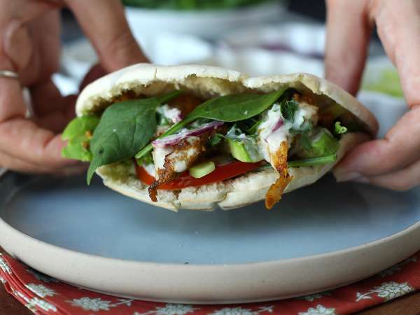 Hava Fritözünde Pişirilmiş Tavuk Şavurma, Pide ve Tahin Sosu - Hazırlık adım 8