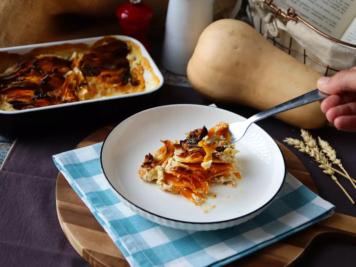 Air Fryer’da Dauphinois usulü balkabağı grateni - fotoğraf 3