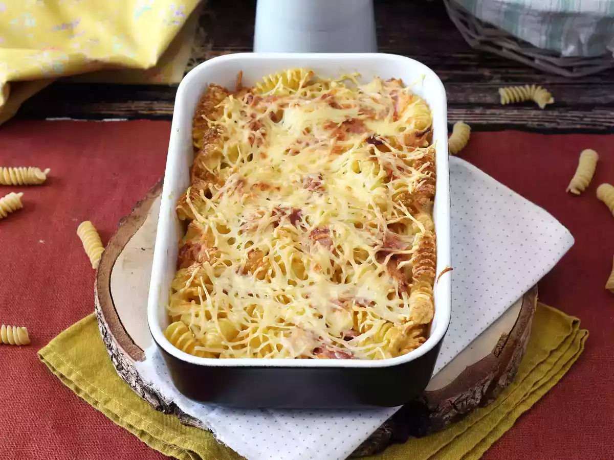Airfryer'da jambonlu ve peynirli makarna graten - fotoğraf 4