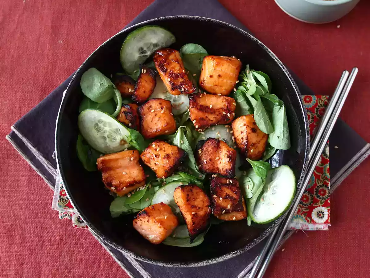 Asya turşulu fritöz somon ısırıkları - fotoğraf 3