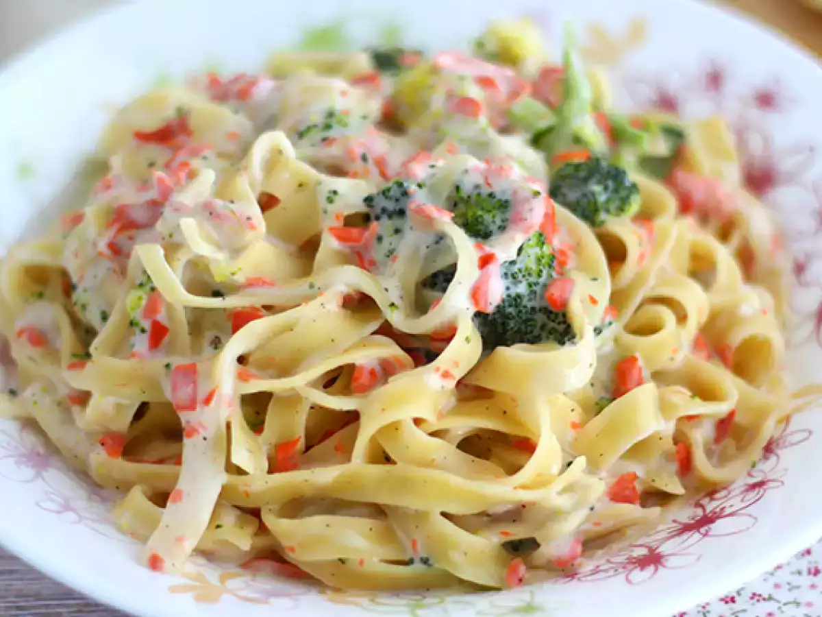 Bir tencere makarna - Somon ve brokoli ile Tagliatelle - fotoğraf 4