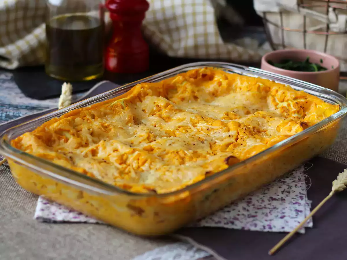 Butternut kabağı, ıspanak ve ricotta peynirli lazanya