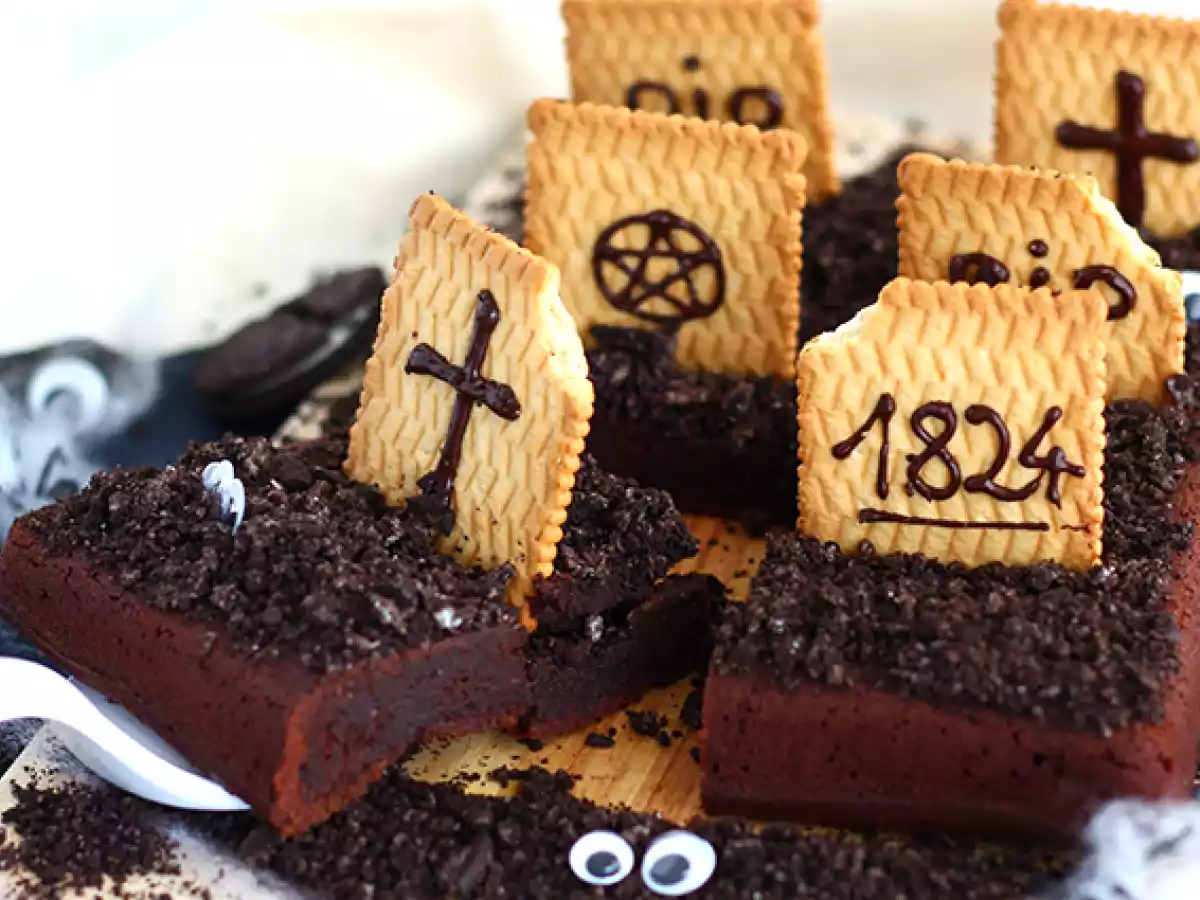 Cadılar Bayramı için mezarlık brownie'si - fotoğraf 4