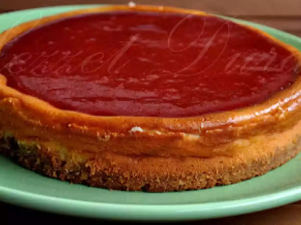 Çilek Püreli Fırın Cheesecake - fotoğraf 2
