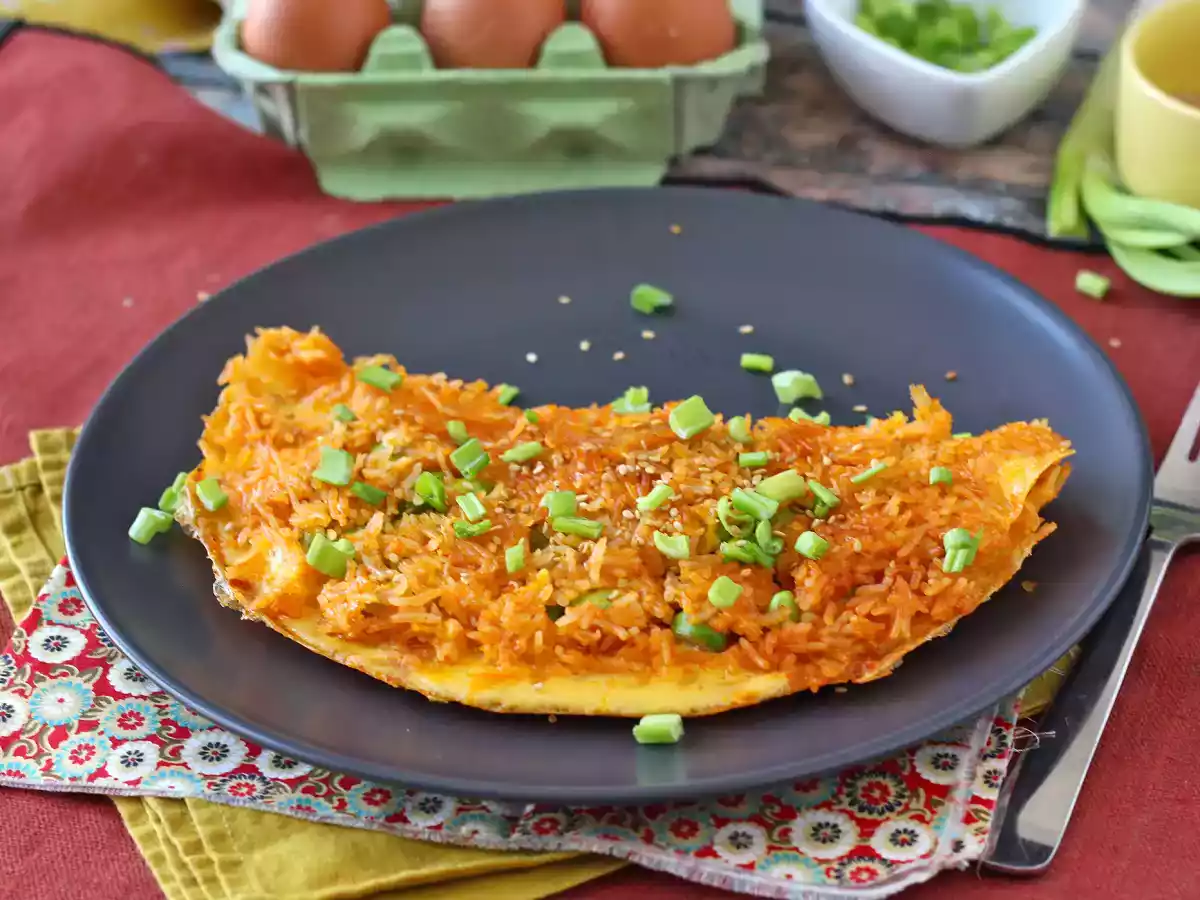 Çıtır pirinç ve soya fasulyeli omlet, hızlı ve israfsız baharatlı bir yemek! - fotoğraf 3