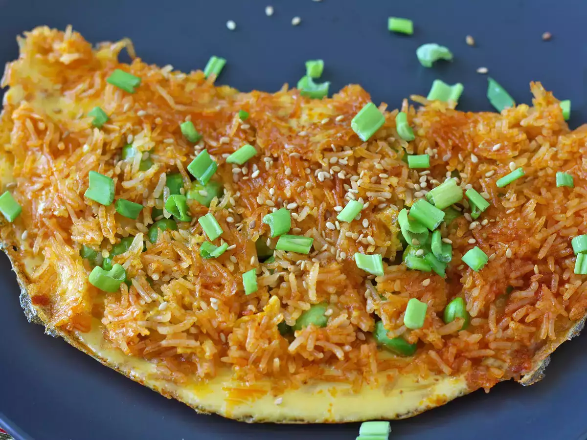 Çıtır pirinç ve soya fasulyeli omlet, hızlı ve israfsız baharatlı bir yemek! - fotoğraf 5