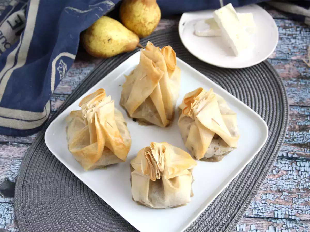 Ekstra çıtır mantar, Brie peyniri ve armut aumônières - fotoğraf 2