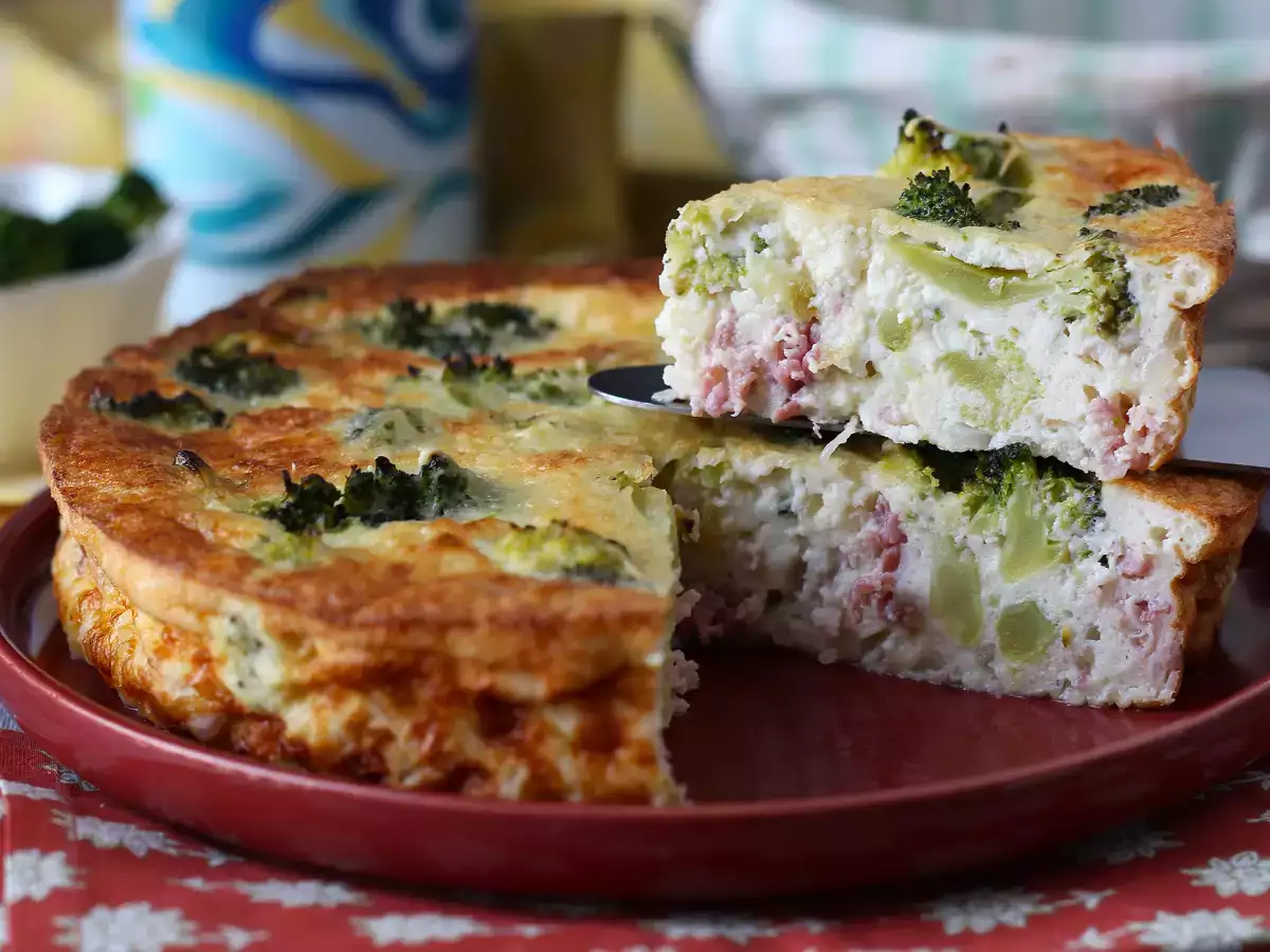 Hamursuz brokoli, pancetta ve süzme peynirli kiş - fotoğraf 4