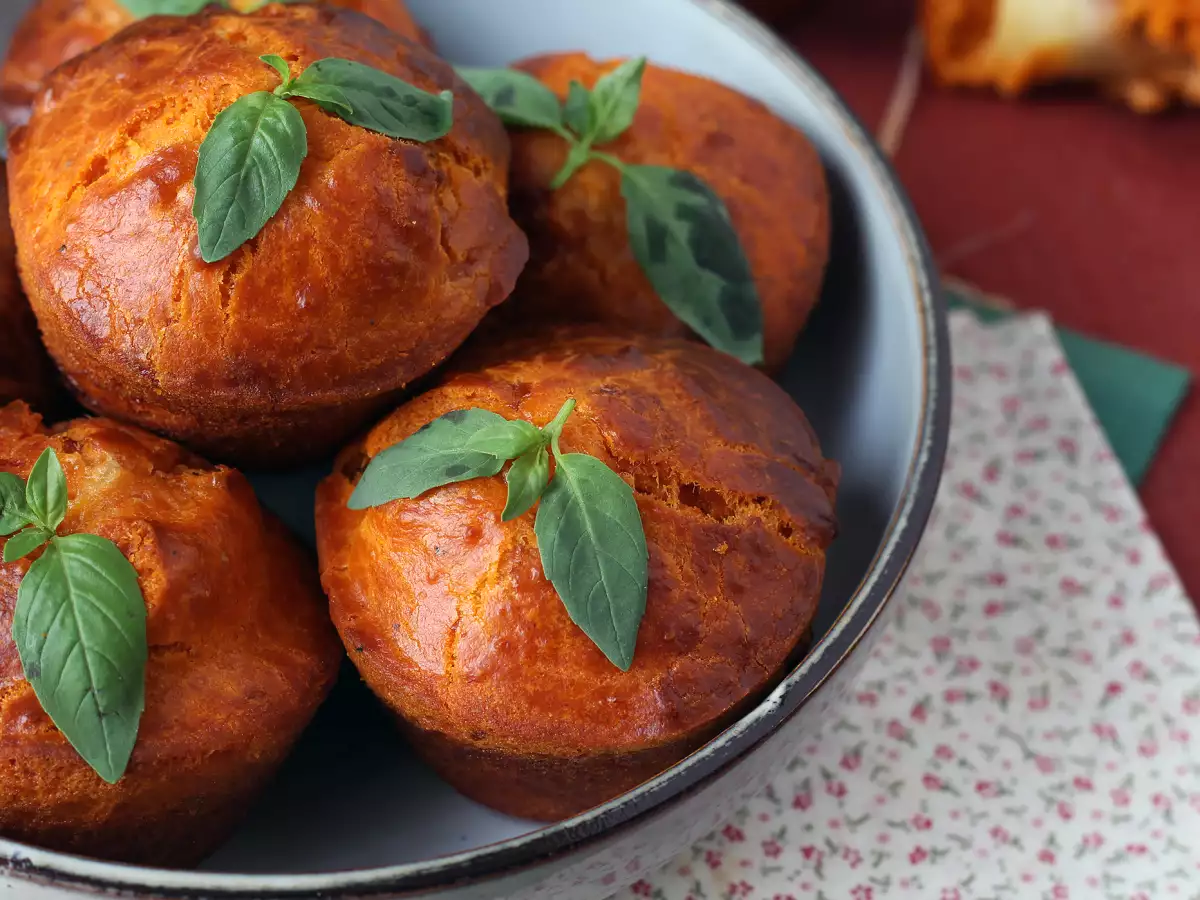 İçi Eriyen Mozzarella Dolgulu Domatesli Muffinler - fotoğraf 3