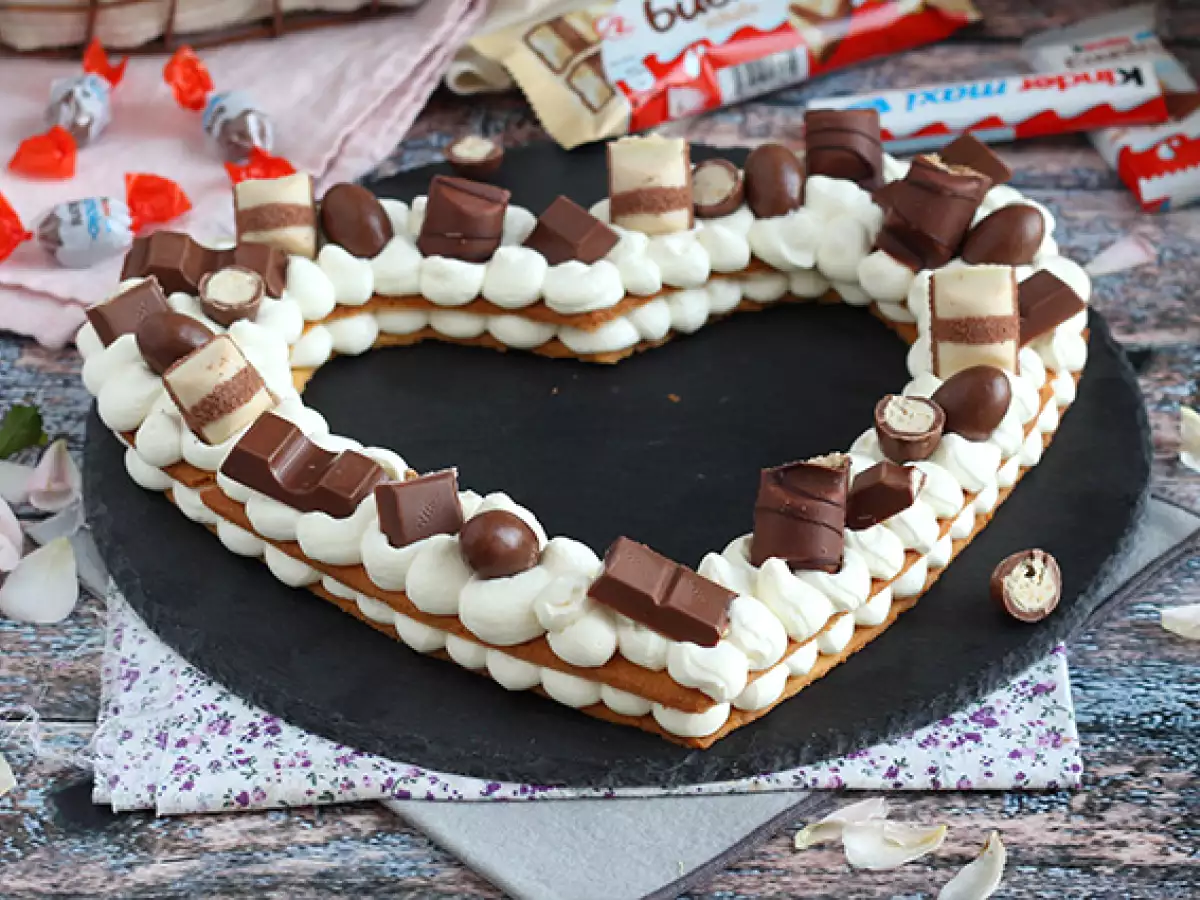 Kinder'li Kalp Pasta – Sevgililer Günü İçin Kinder Kalp Tartı - fotoğraf 2