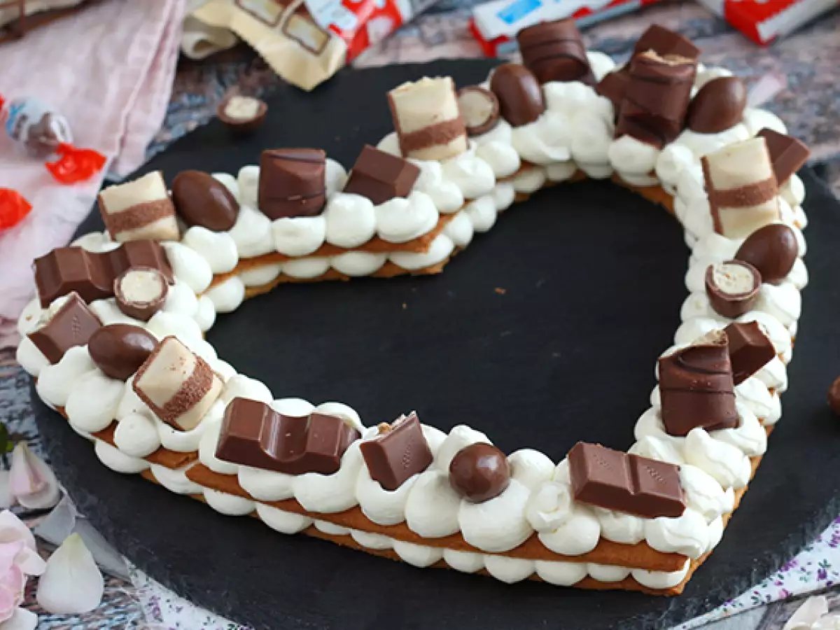 Kinder'li Kalp Pasta – Sevgililer Günü İçin Kinder Kalp Tartı - fotoğraf 4