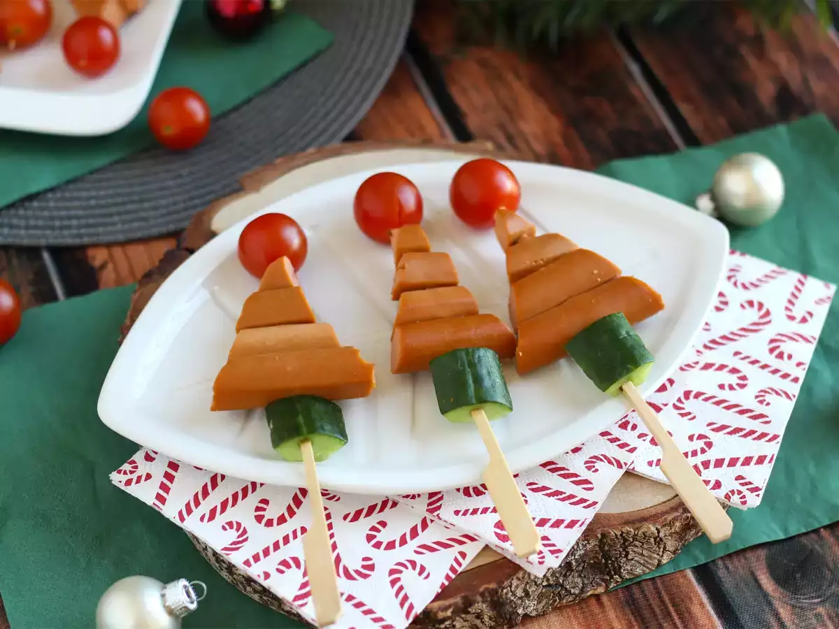 Knacki sosisli çam ağacı şişleri: Noel için kolay ve hızlı bir aperitif! - fotoğraf 4