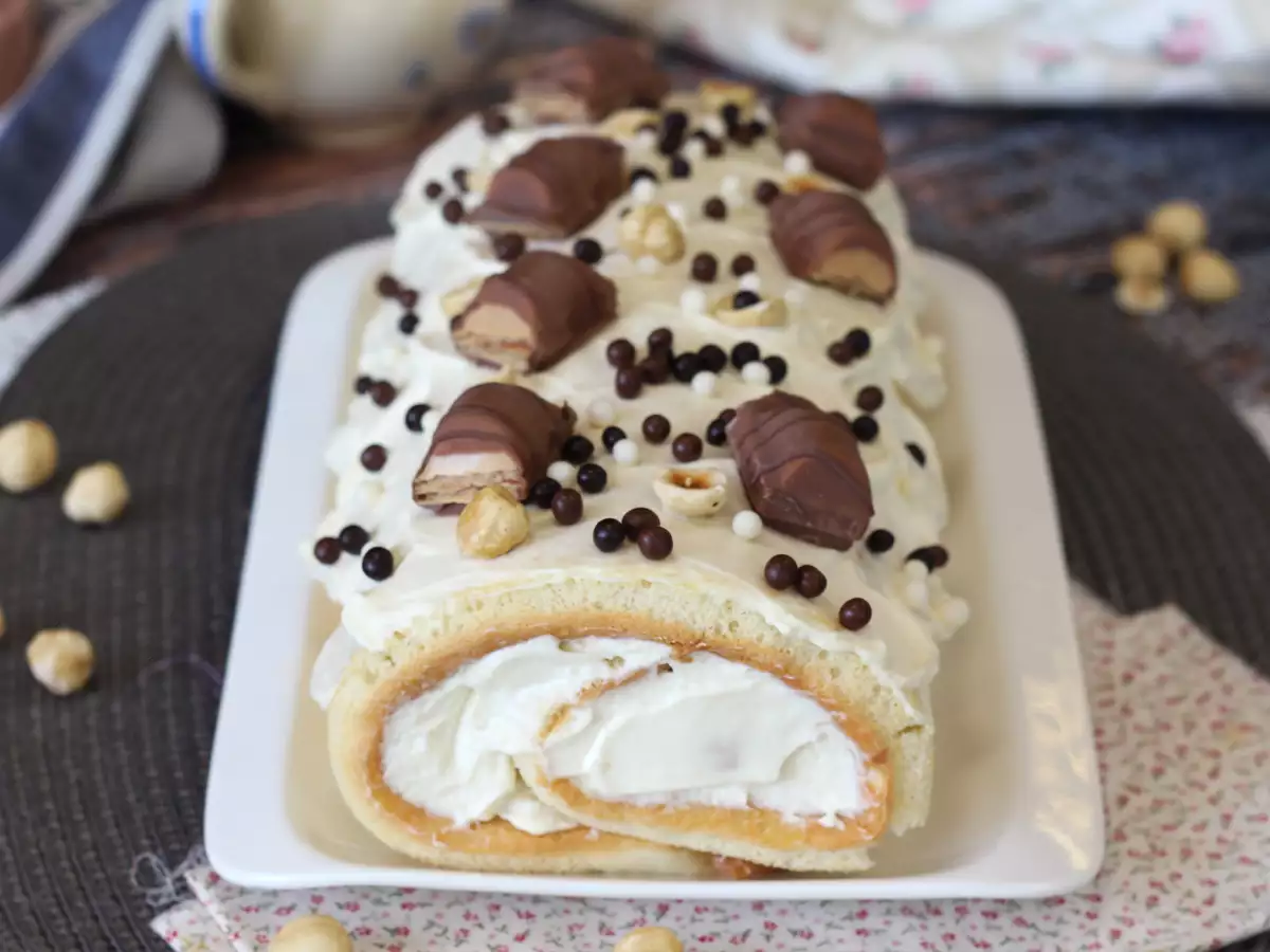 Kolay Kinder Bueno aromalı rulo pasta: Doğum günü pastası veya Noel kütüğü için mükemmel! - fotoğraf 6