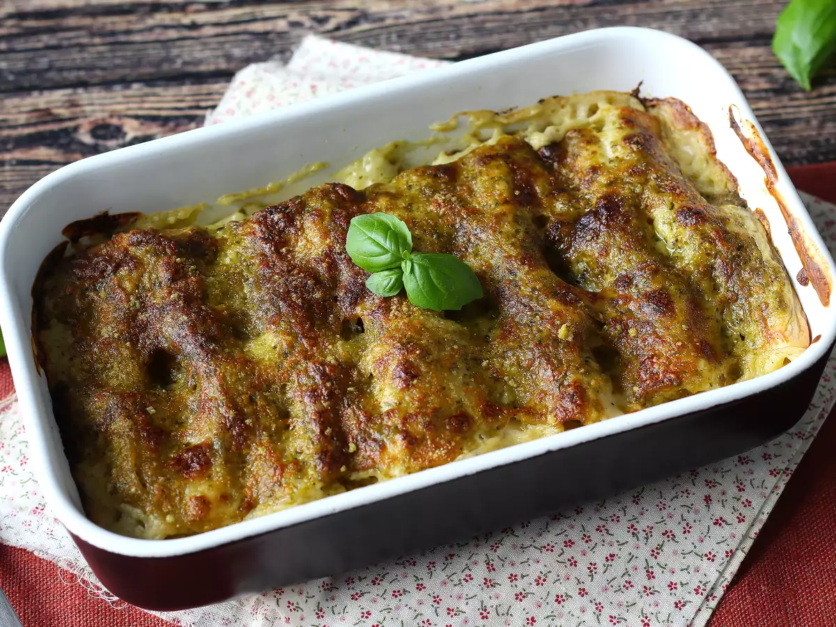 Kremalı ve fırında gratine pestolu cannelloni: kolay ve lezzetli tarif