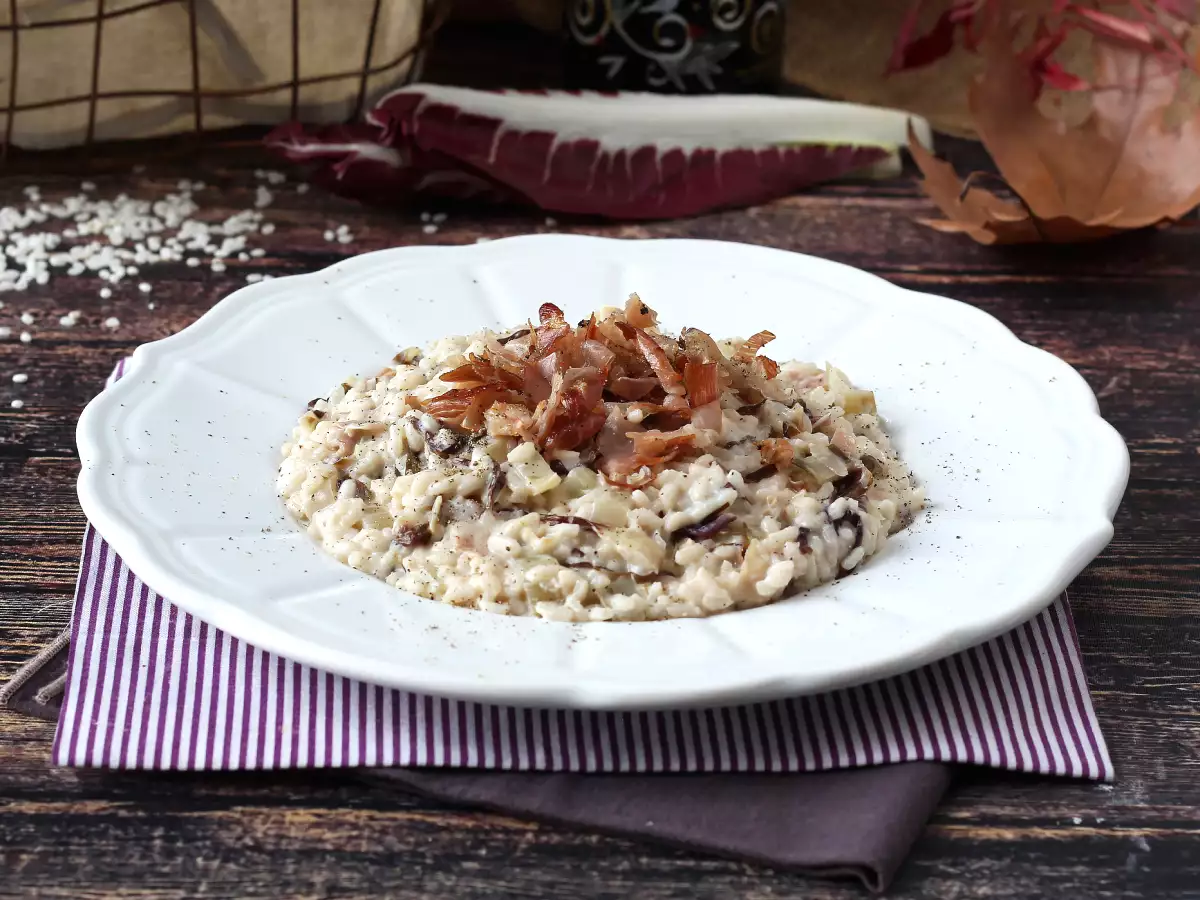 Kremalı ve lezzetli radika, pastırma ve philadelphia risotto - fotoğraf 4