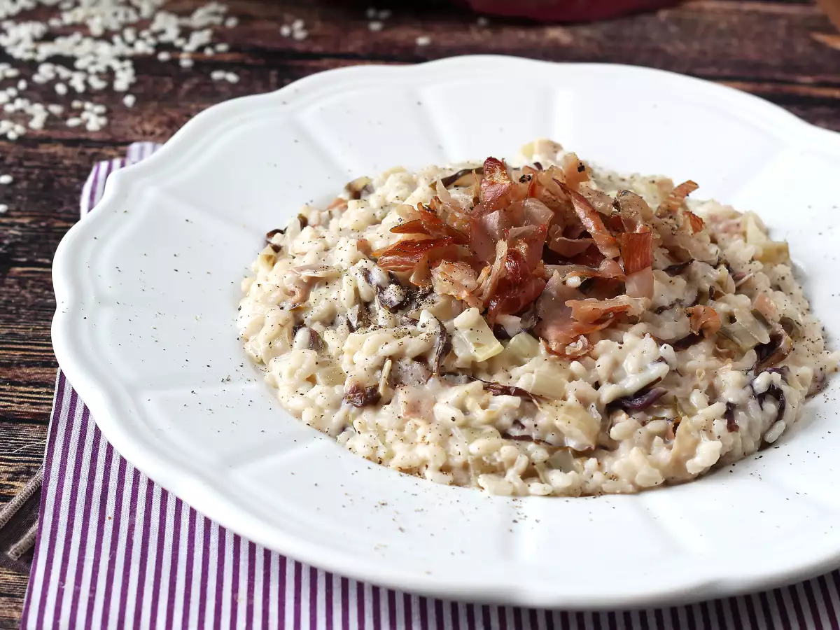 Kremalı ve lezzetli radika, pastırma ve philadelphia risotto - fotoğraf 5