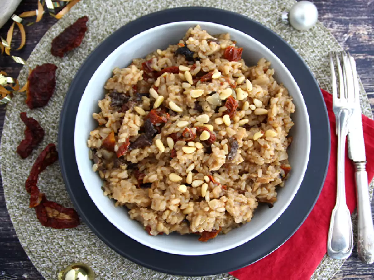 Kurutulmuş Domatesli ve Mantarlı Vejetaryen Risotto - fotoğraf 3