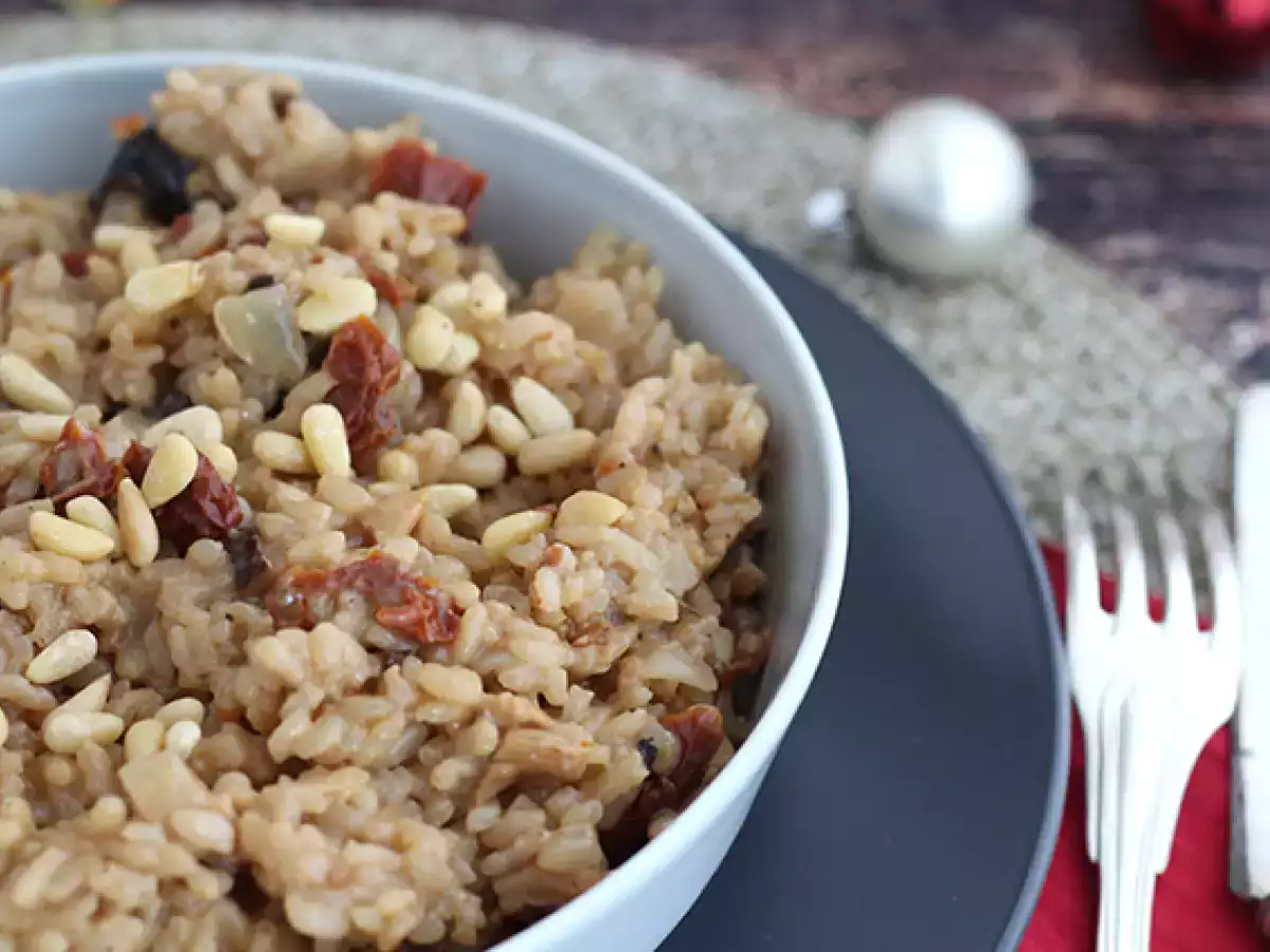 Kurutulmuş Domatesli ve Mantarlı Vejetaryen Risotto - fotoğraf 4