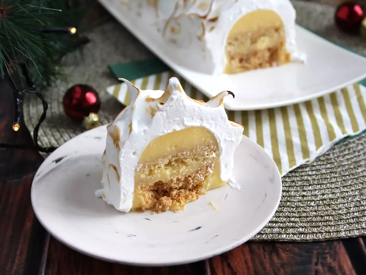 Limonlu Beze Tartı Şeklinde Yılbaşı Kütük Pastası - fotoğraf 7