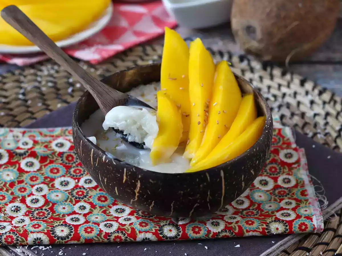 Mango yapışkan pirinç, süper rahatlatıcı Tayland tatlısı