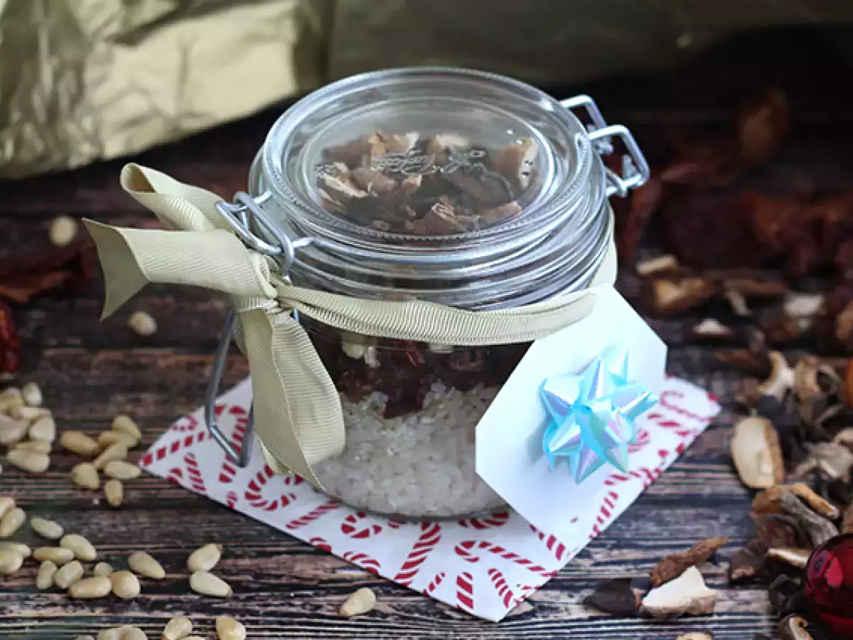 Mantar ve güneşte kurutulmuş domates risotto seti