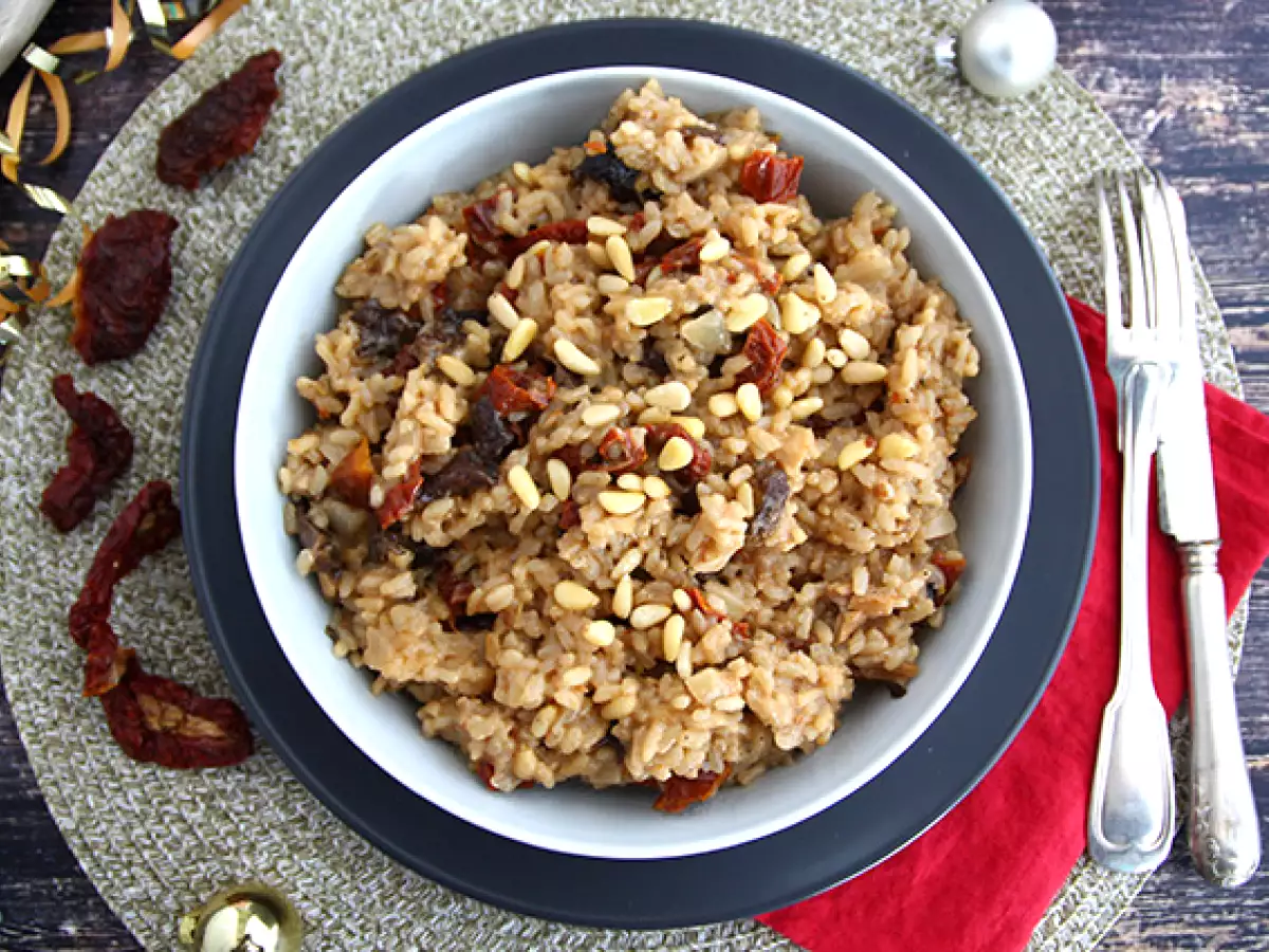 Mantar ve güneşte kurutulmuş domates risotto seti - fotoğraf 4