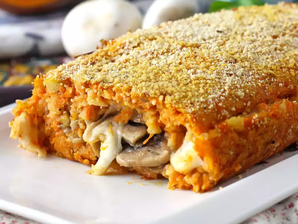 Mantarlı ve telli scamorza peynirli balkabağı köftesi: lezzetli ve kolay fırınlanmış tarif