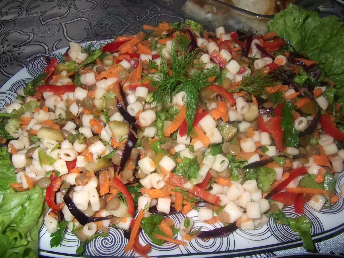 Mercimekli makarna salatası - fotoğraf 2
