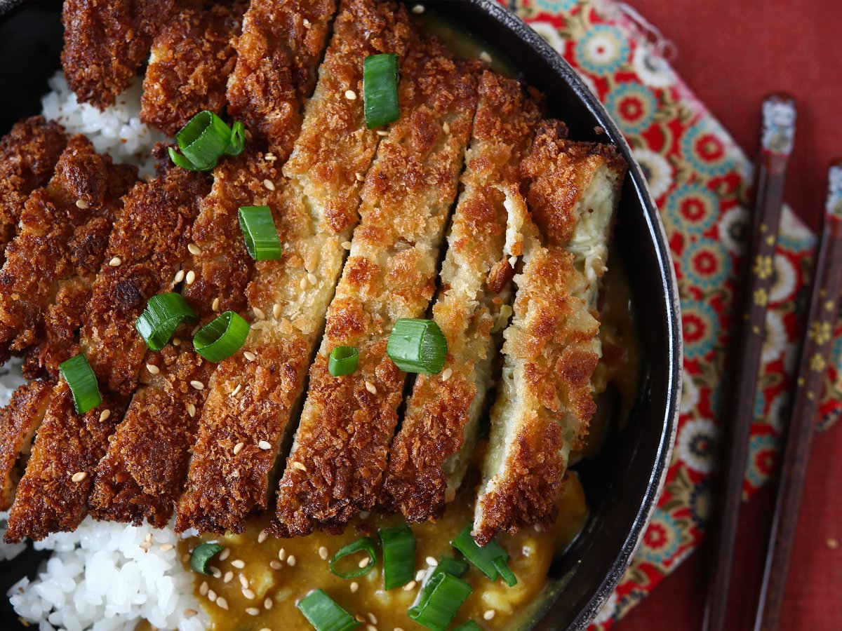 Panko ekmek kırıntıları ile ekmekli patlıcan, katsu tarzı Japon körisi ama vejetaryen - fotoğraf 3