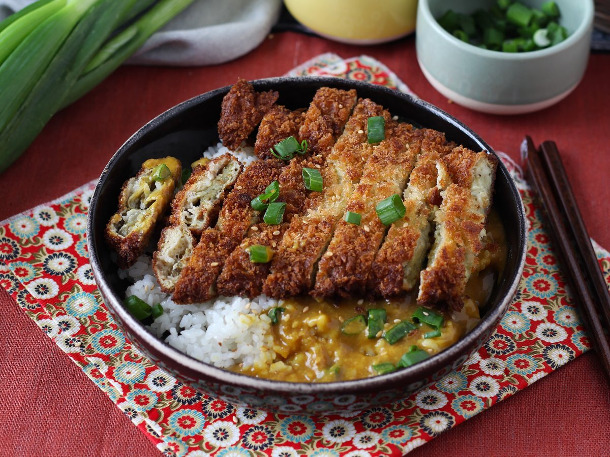 Panko ekmek kırıntıları ile ekmekli patlıcan, katsu tarzı Japon körisi ama vejetaryen - fotoğraf 4