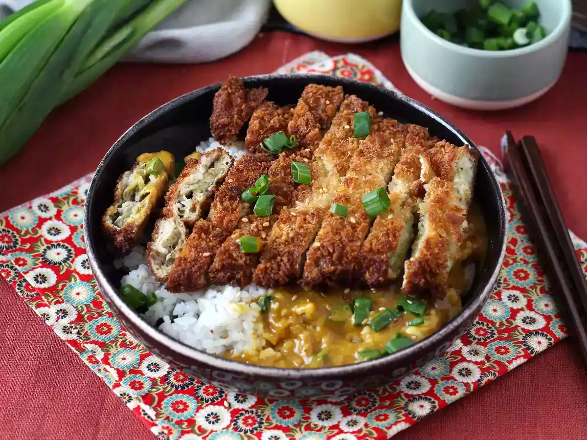 Panko ekmek kırıntıları ile ekmekli patlıcan, katsu tarzı Japon körisi ama vejetaryen - fotoğraf 4