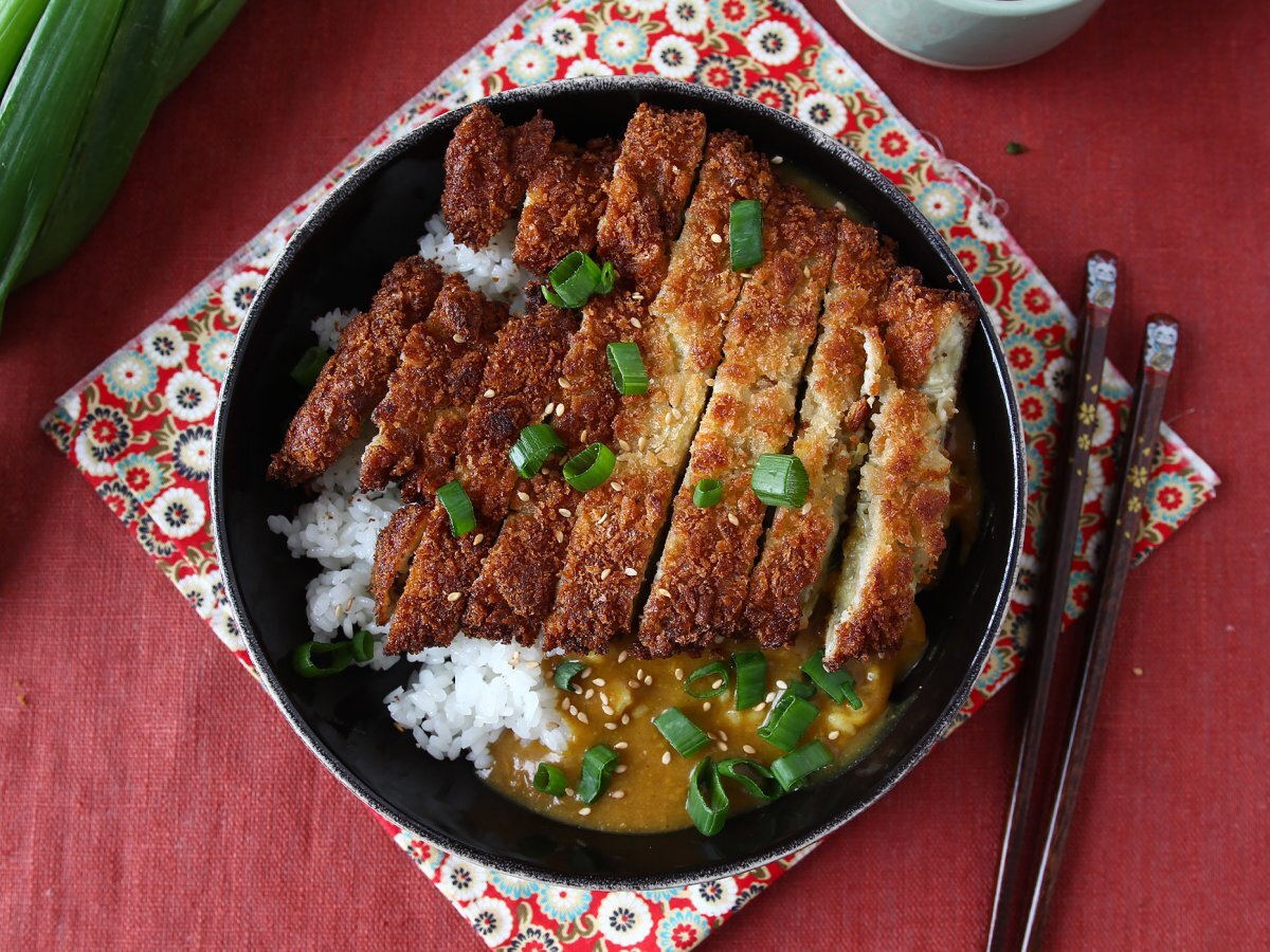 Panko ekmek kırıntıları ile ekmekli patlıcan, katsu tarzı Japon körisi ama vejetaryen - fotoğraf 5