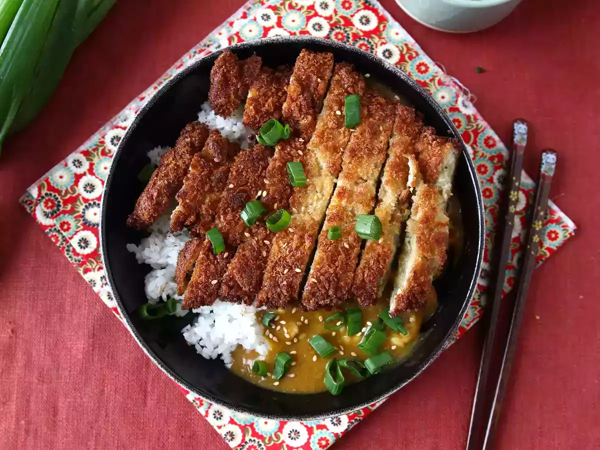 Panko ekmek kırıntıları ile ekmekli patlıcan, katsu tarzı Japon körisi ama vejetaryen - fotoğraf 5