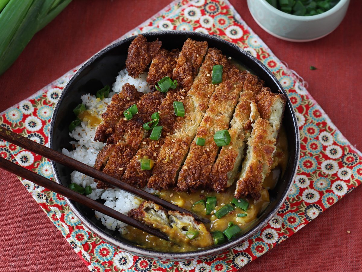 Panko ekmek kırıntıları ile ekmekli patlıcan, katsu tarzı Japon körisi ama vejetaryen - fotoğraf 7