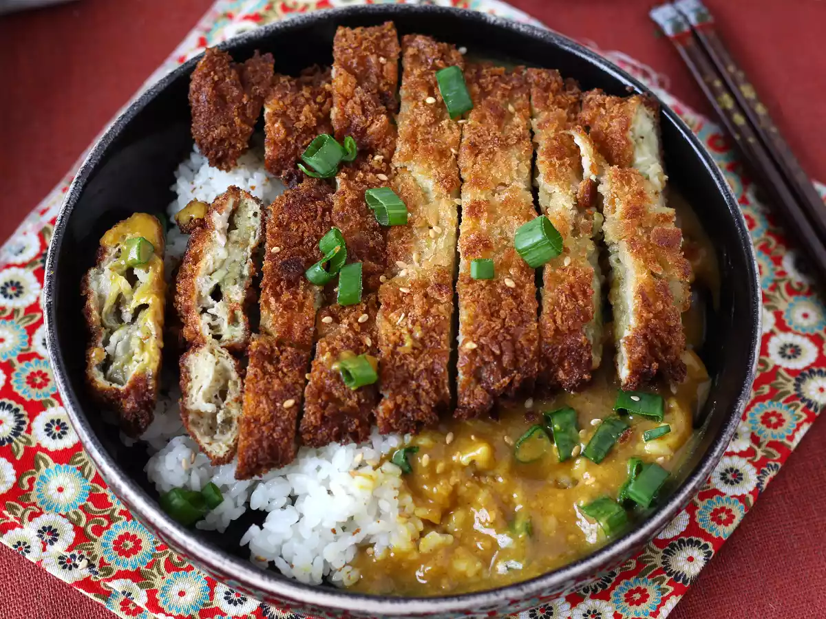 Panko ekmek kırıntıları ile ekmekli patlıcan, katsu tarzı Japon körisi ama vejetaryen - fotoğraf 8