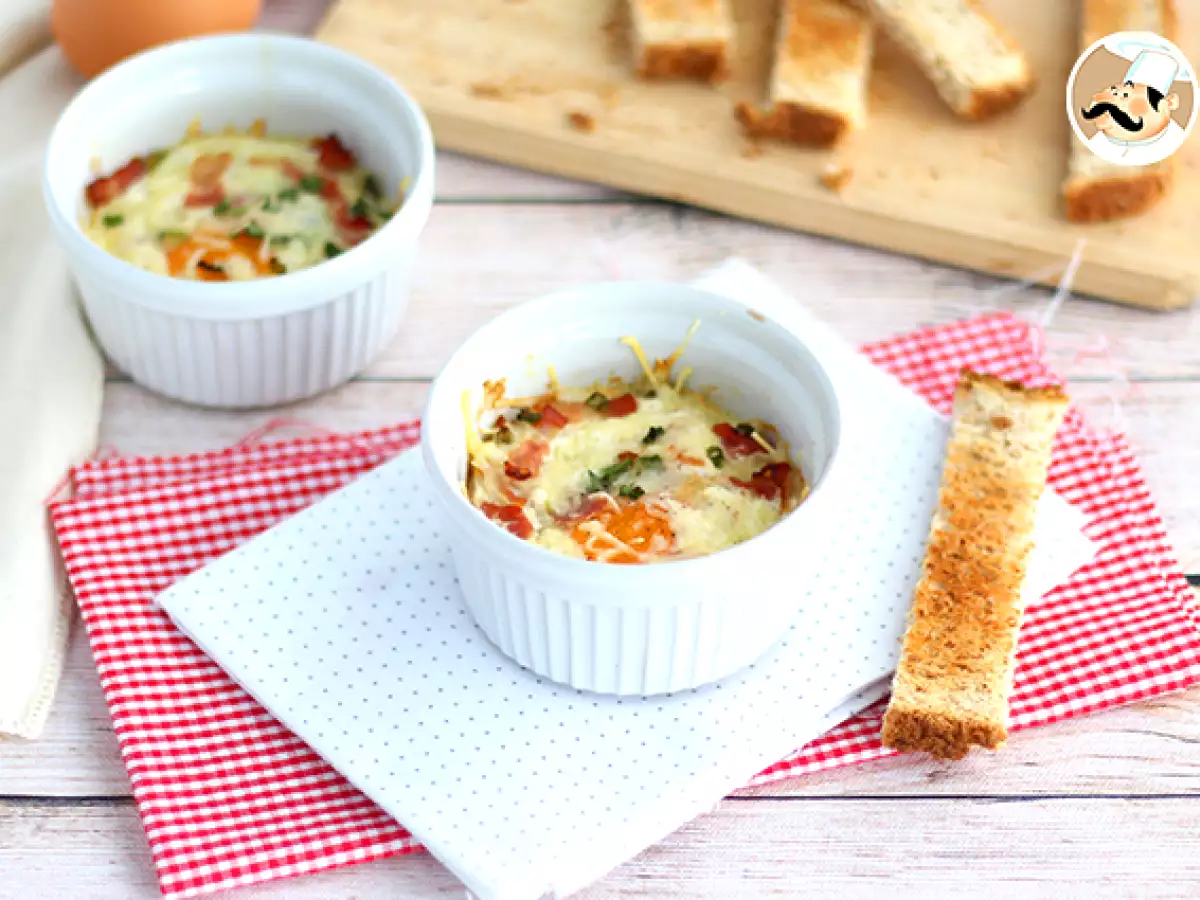 Pastırma ve frenk soğanlı cocotte oeufs, hızlı bir tarif - fotoğraf 3