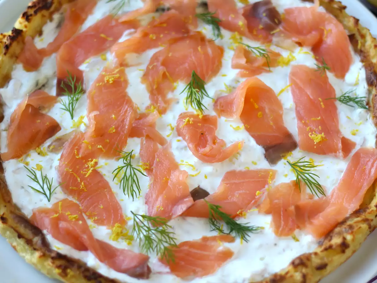 Patates tabanlı somon fümeli tart - fotoğraf 4